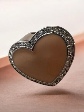 Vintage Camille Lucie heart -Shaped Enamel and Crystal Accent Ring